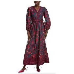 Celina Moon Myrna Merlot Maxi Dress